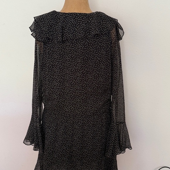 3.1 Phillip Lim sz 10 Black Cream 100% silk Patterned Dress 35” length ruffles - Picture 8 of 12